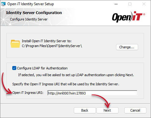 Identity Server Installation: Identity Server Configuration (Remote Ingress)