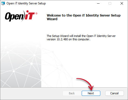 Identity Server Installation: Welcome Screen